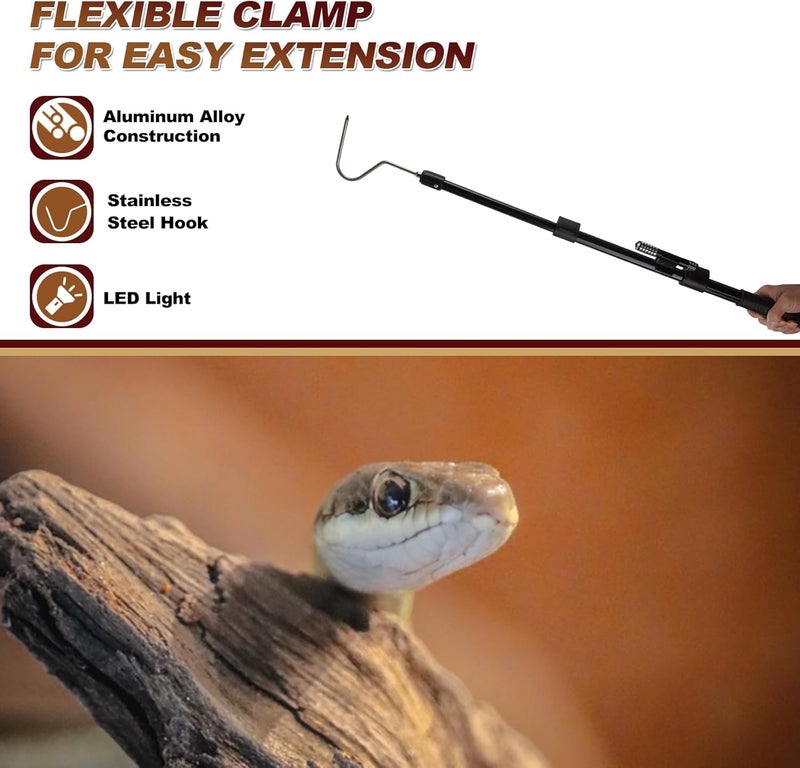 Smarkey Snake Catcher Hook Stick Tongs Catch Grabber Catching Handling Tool Picker Long Pole Kit for Rattlesnake, Copperhead Snake, Ball Python, Rattle, Cobra, Corn, Rosy Boas and Reptile Removal Trap - Image 3